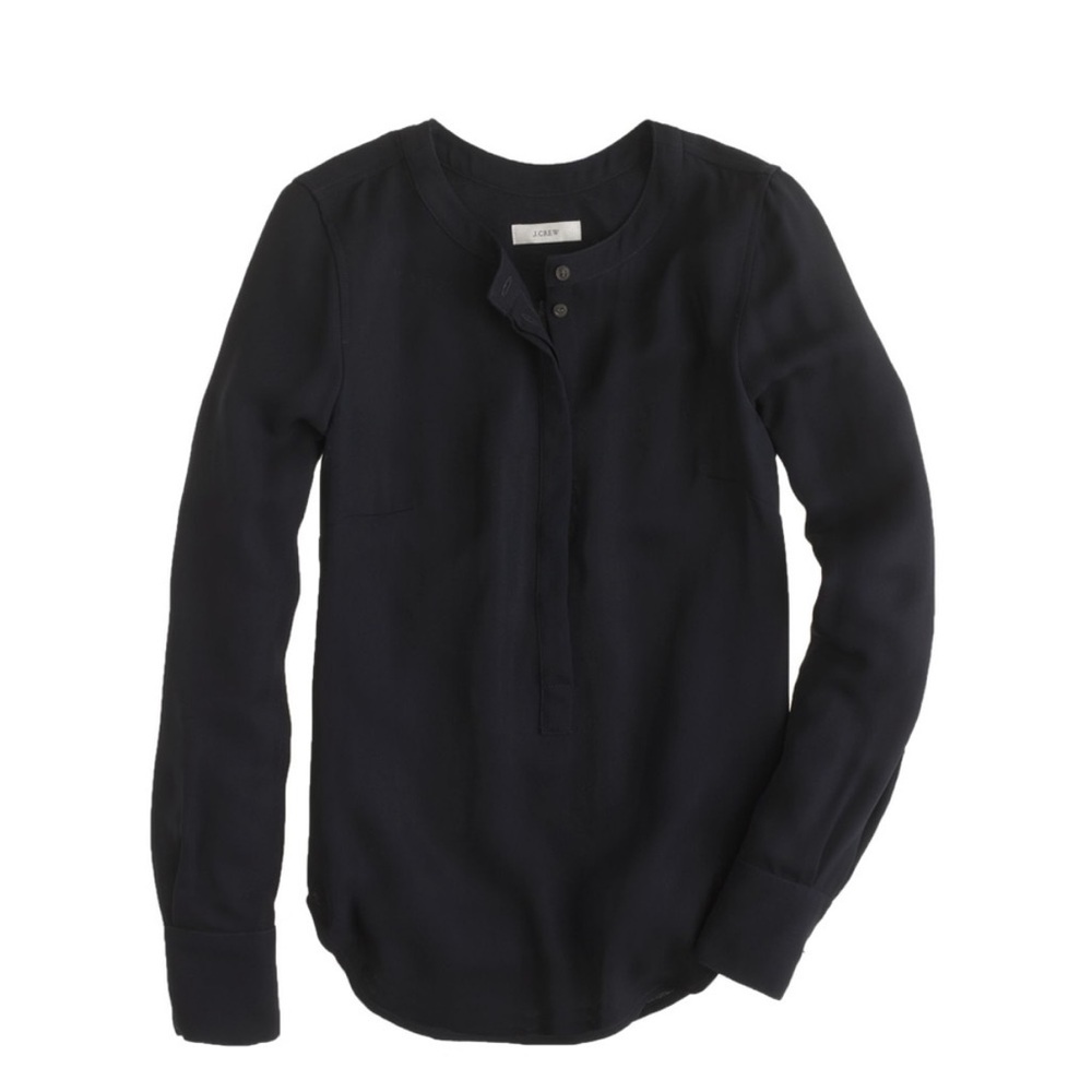 J.Crew Women’s Black Drapey Crepe Henley Tunic Size 4